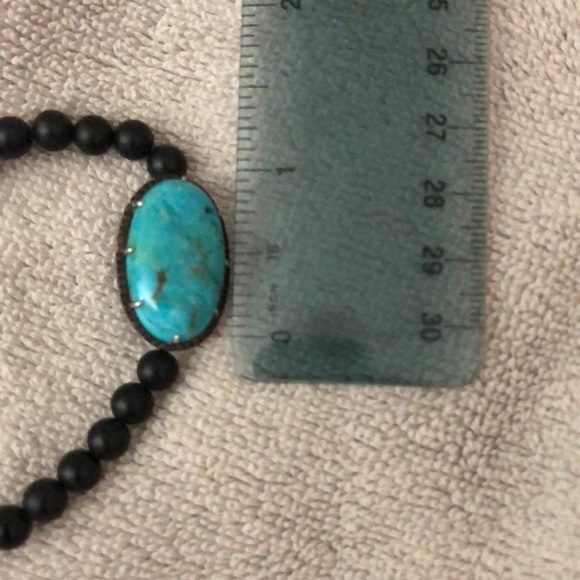 Turquoise and black spinel stretch bracelet, 7 in. Wrist. NWOT - Picture 3 of 9